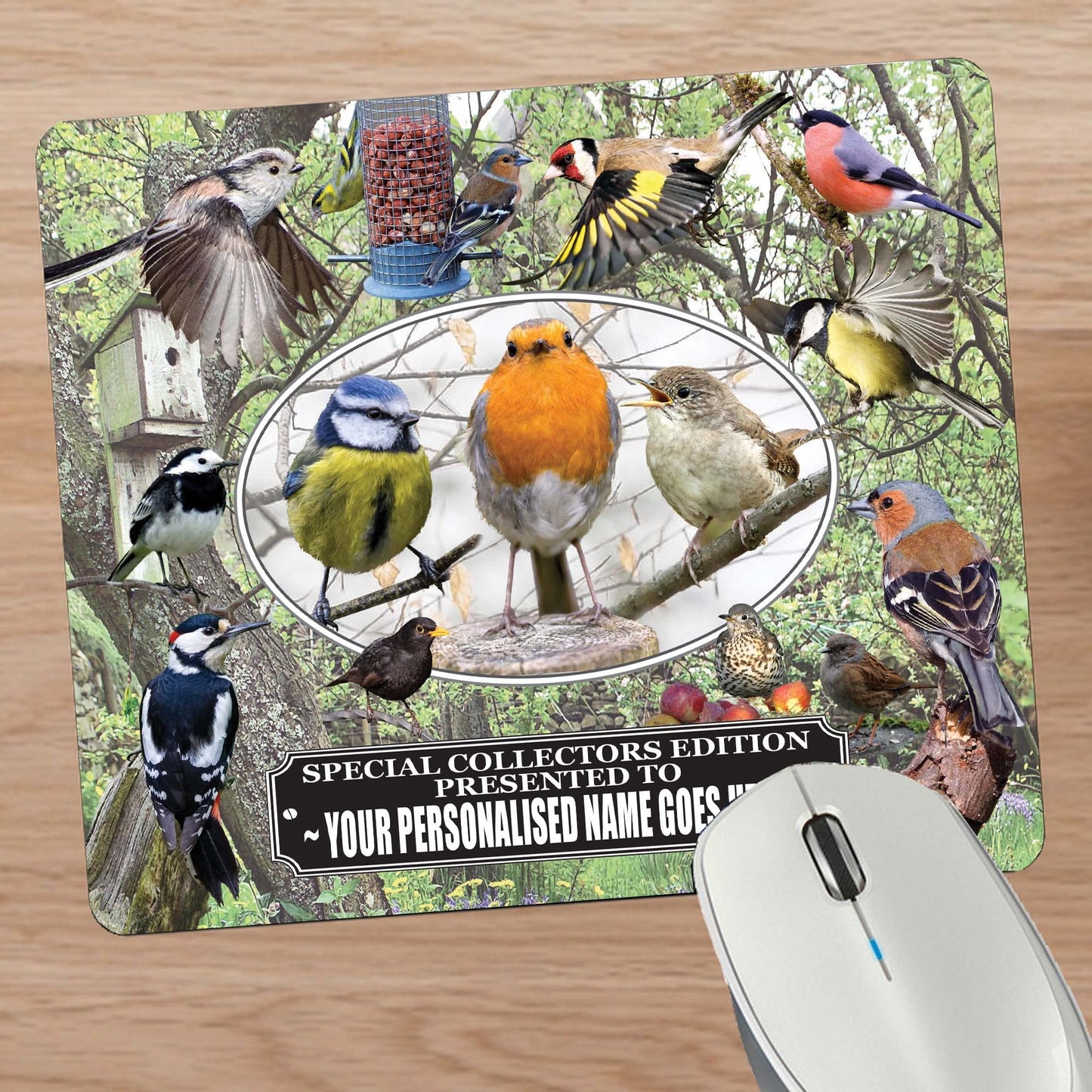 British Garden Birds Personalised Mouse Mat Gift