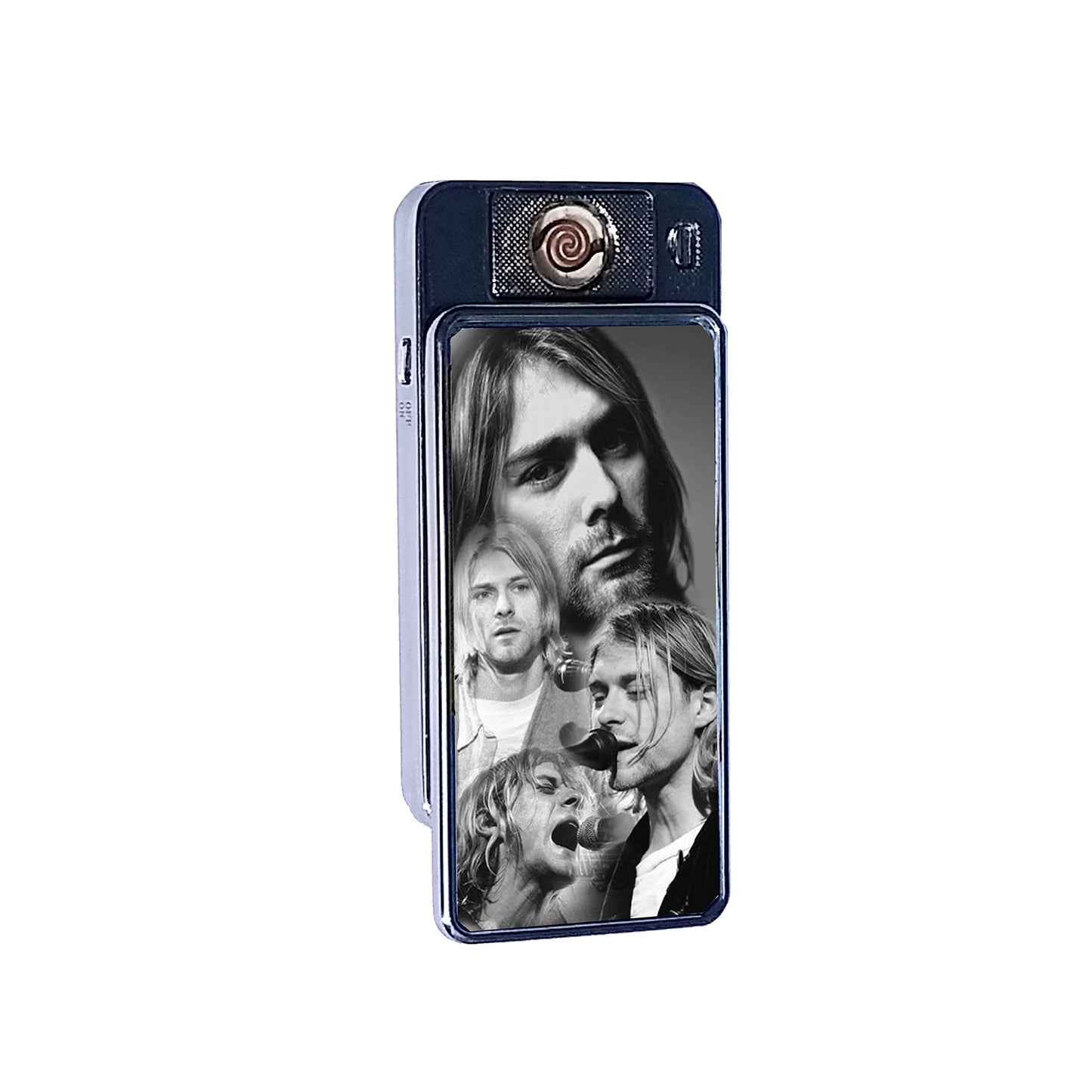 Cobain Icon Rechargeable Gift Boxed Silver Metal USB Lighter
