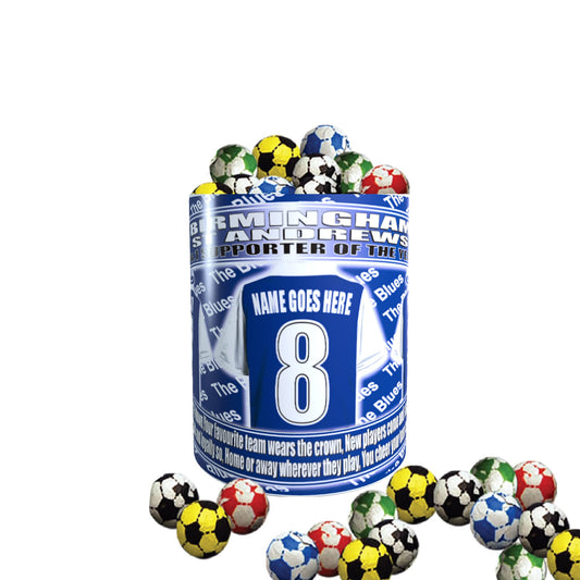 Birmingham Football Team Shirt Personalised Mug Gift with Chocolate Footballs
