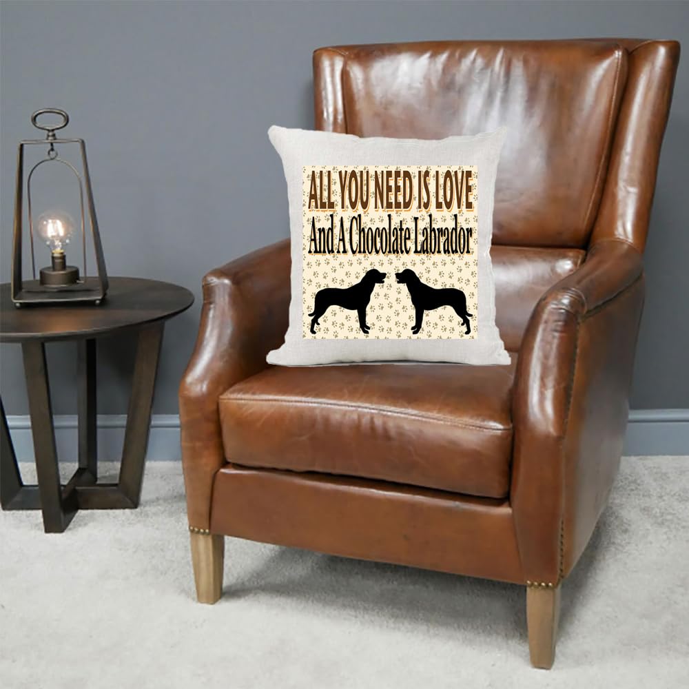 All You Need Is Love And A Chocolate Labrador Country Canvas Cushion Cover Gift