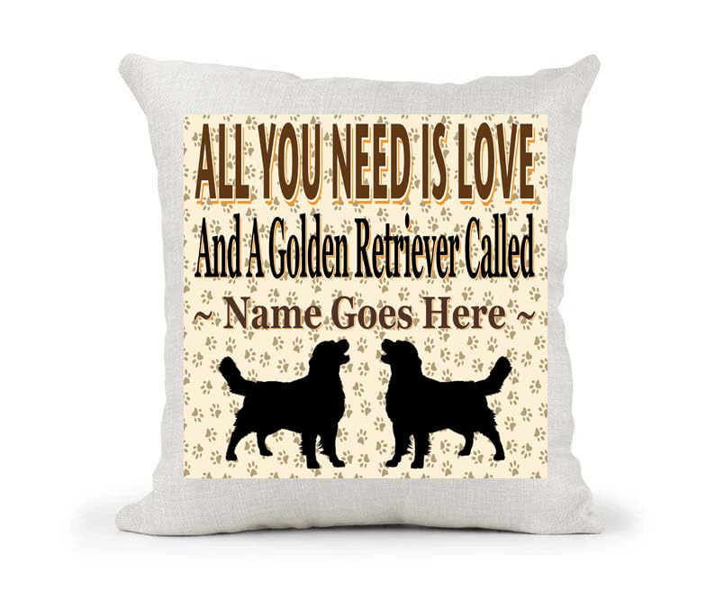 All You Need Is Love And A Golden Retriever Personalised Country Canvas Style Cushion Cover Gift