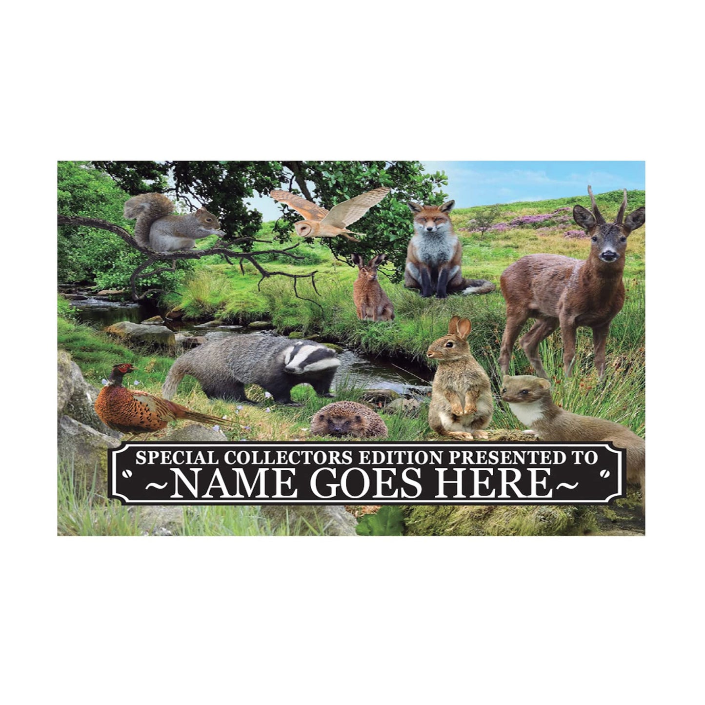 British Countryside Wildlife Animals Personalised Toughened Glass Heat Resistant Worktop Saver Cutting and Chopping Board Gift