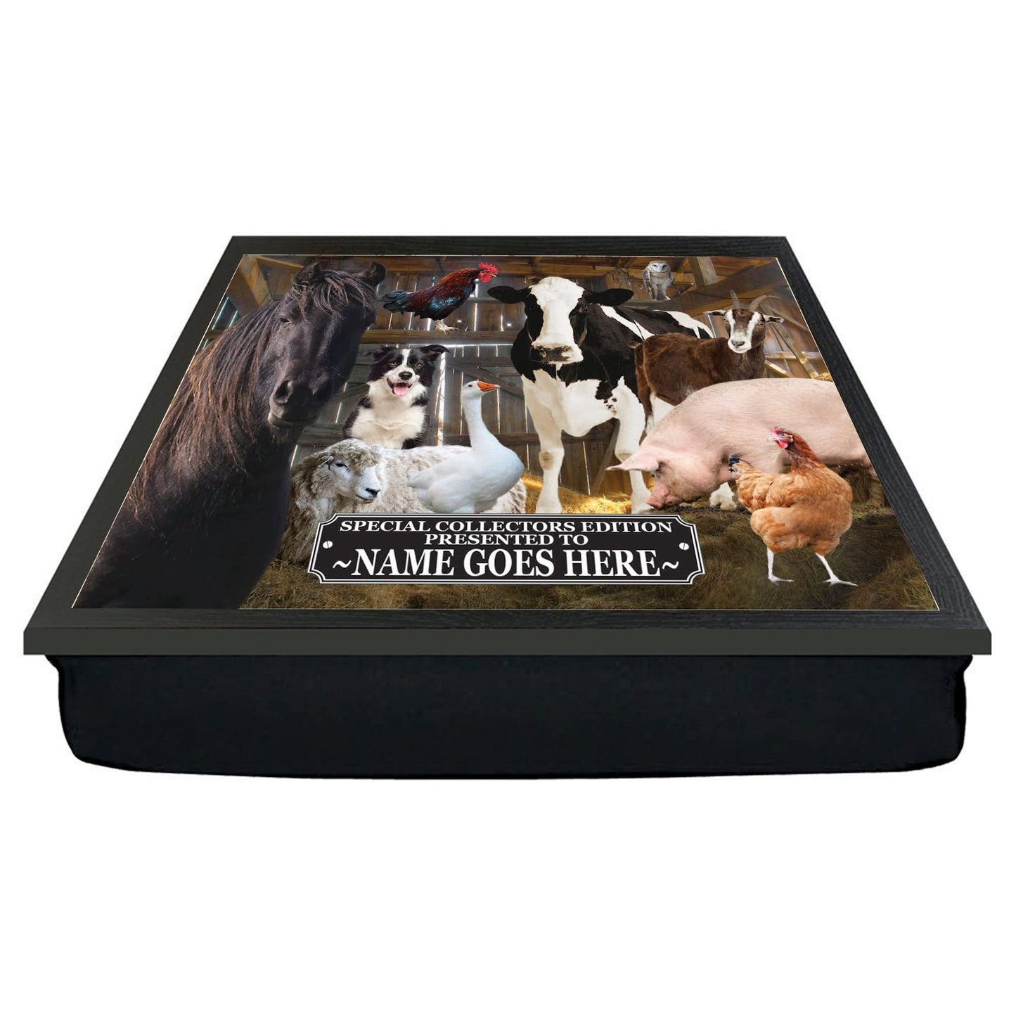 Farm Animals Barn Gathering Personalised Lap Tray Gift present
