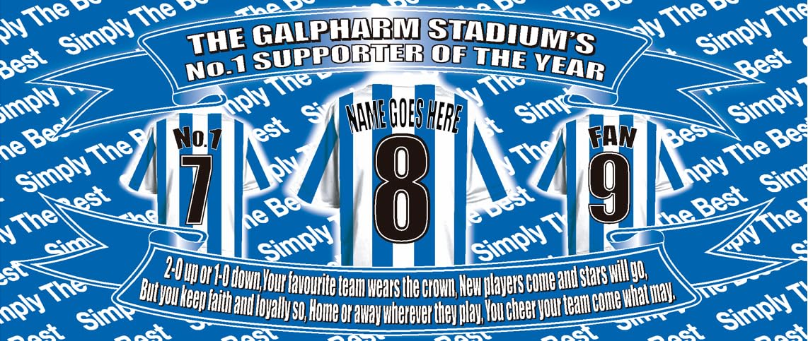 Huddersfield Personalised Football Shirt Silver Aluminium Two Lid Unisex Water Bottle Gift