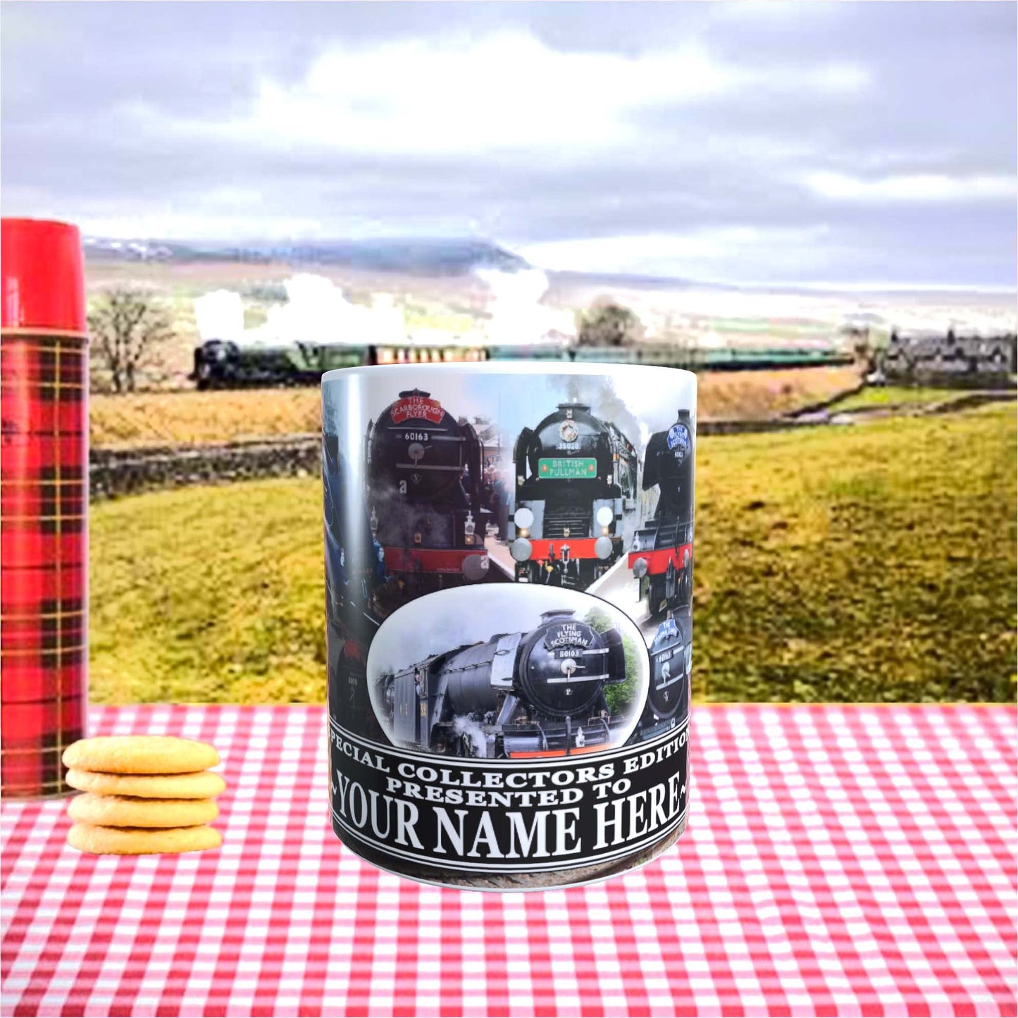 Classic Steam Locomotive Train Personalised Mug Gift, Multicolour