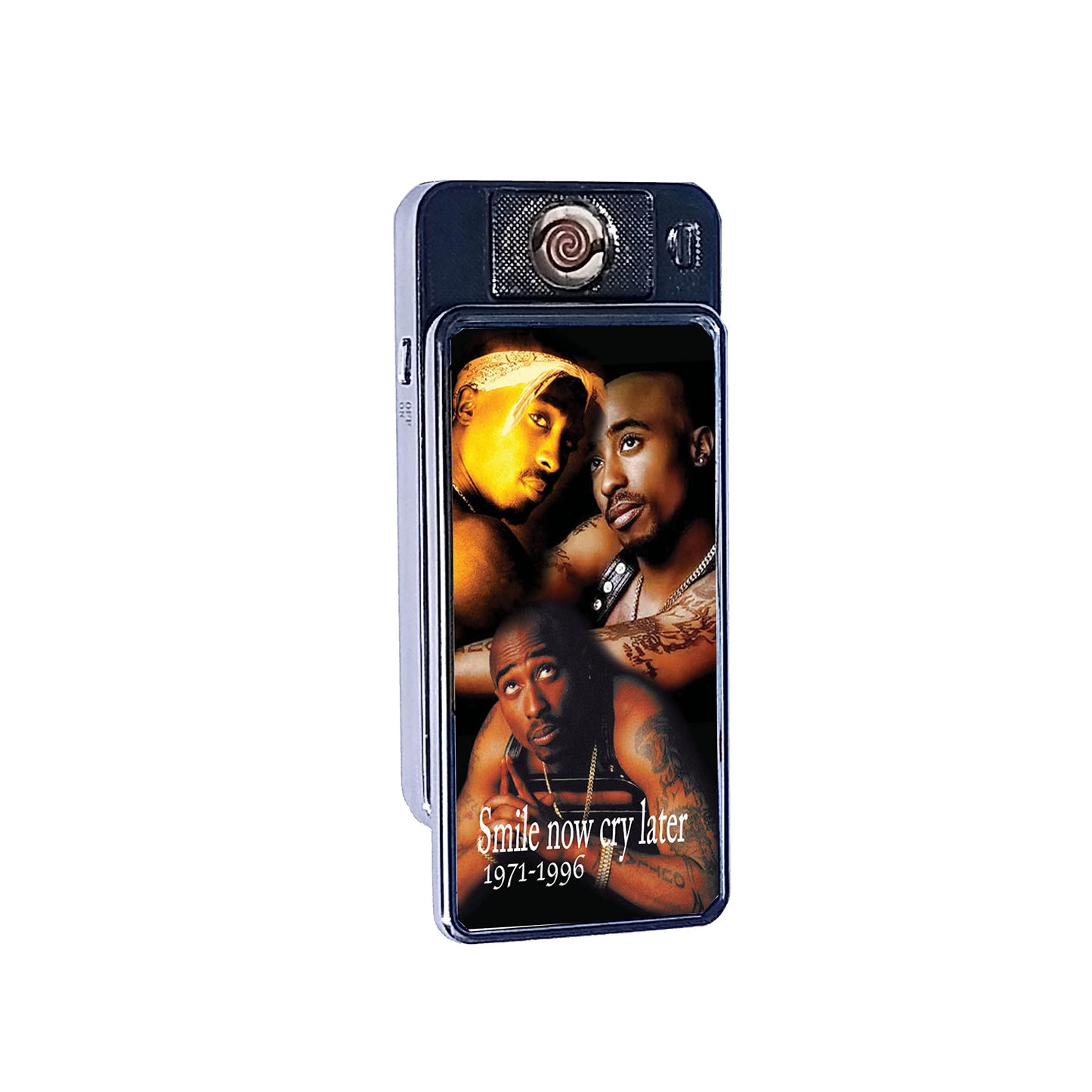 Rapper Hip Hop Shakur Icon Rechargeable Gift Boxed Silver Metal USB Lighter