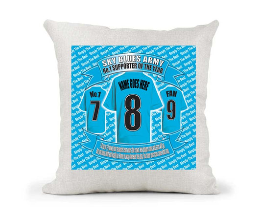 Coventry City Personalised Football Country Canvas Style Cushion Cover Gift