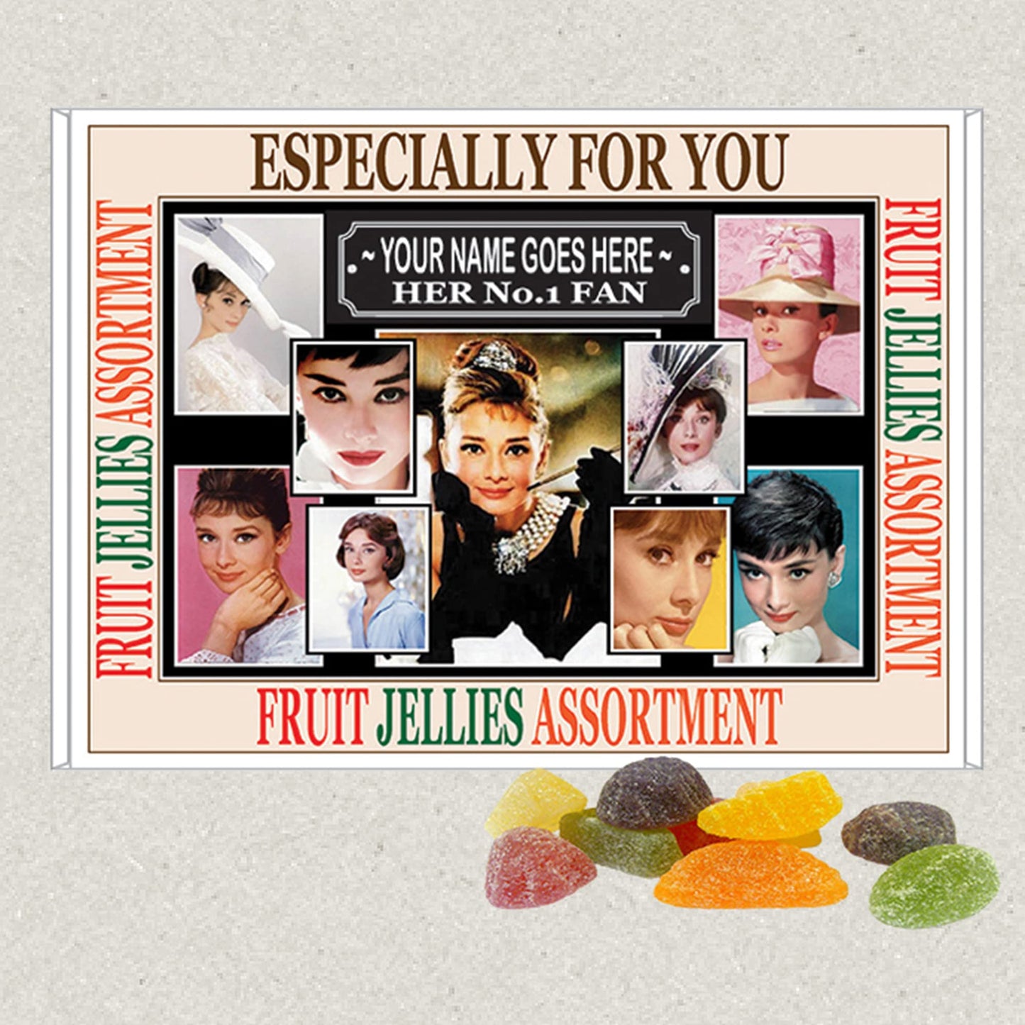 Hepburn Celebrity Icon Personalised Boxed Sweets Gift Present Movie Star*Audrey Choice of Sweets