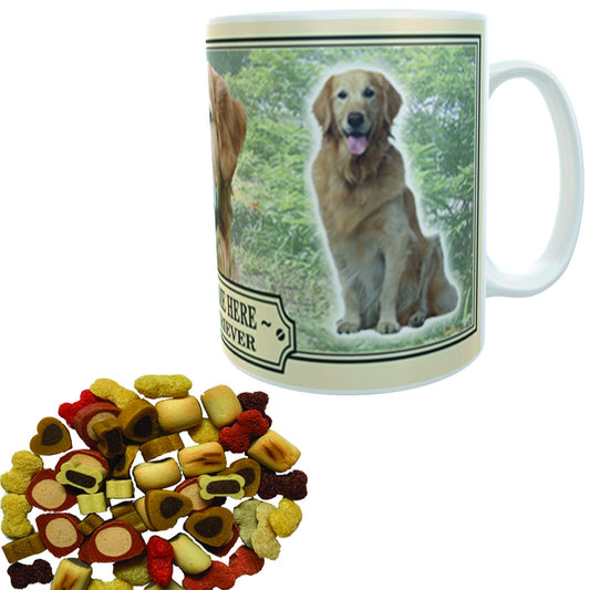 Golden Retriever Personalised Dog Breed Mug Gift with Dog Treats