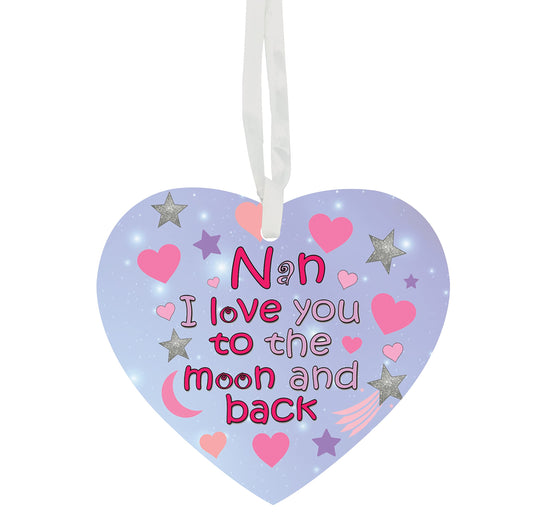 Nan I Love You To The Moon & Back Hanging Heart Ceramic Keepsake Gift (More Relative Options Are Also Available)