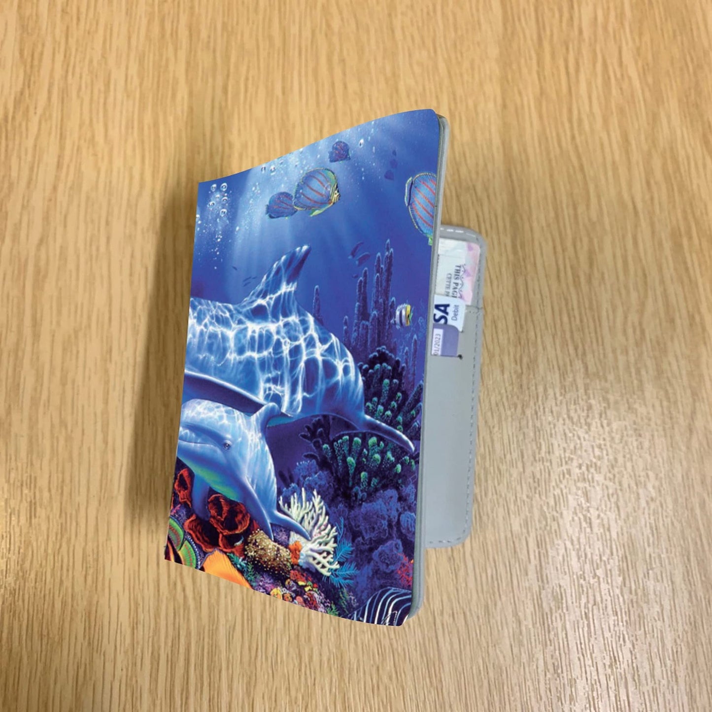 Dolphins Blue Planet Sea Life Travel Passport Holder Case Gift Present