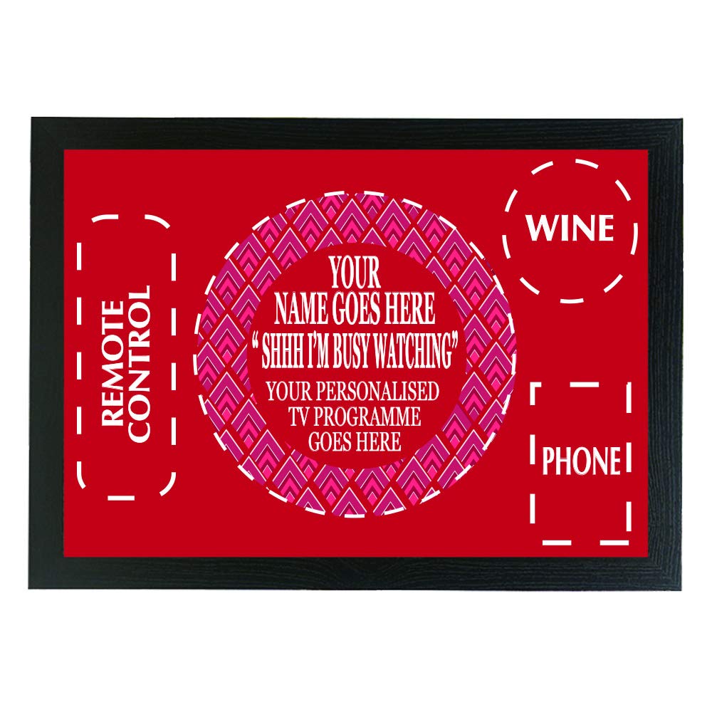 Shhh! I'm watching personalised TV gift wine male/female lap tray (RED)