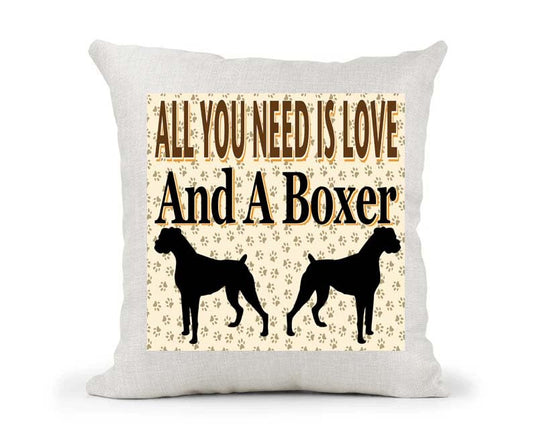 All You Need Is Love And A Boxer Country Canvas Style Cushion Cover Gift