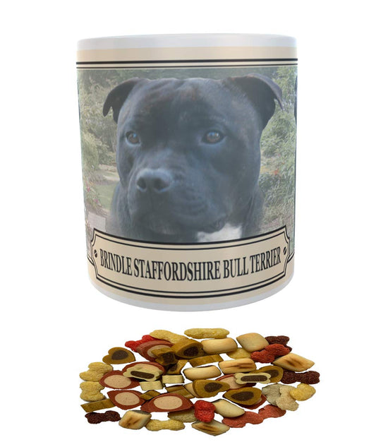 Brindle Staffordshire Bull Terrier Dog Breed Gift Mug with Treats