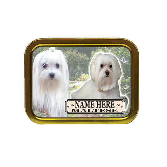 Maltese Dog Breed Personalised Tobacco Tin & Products Gift Set