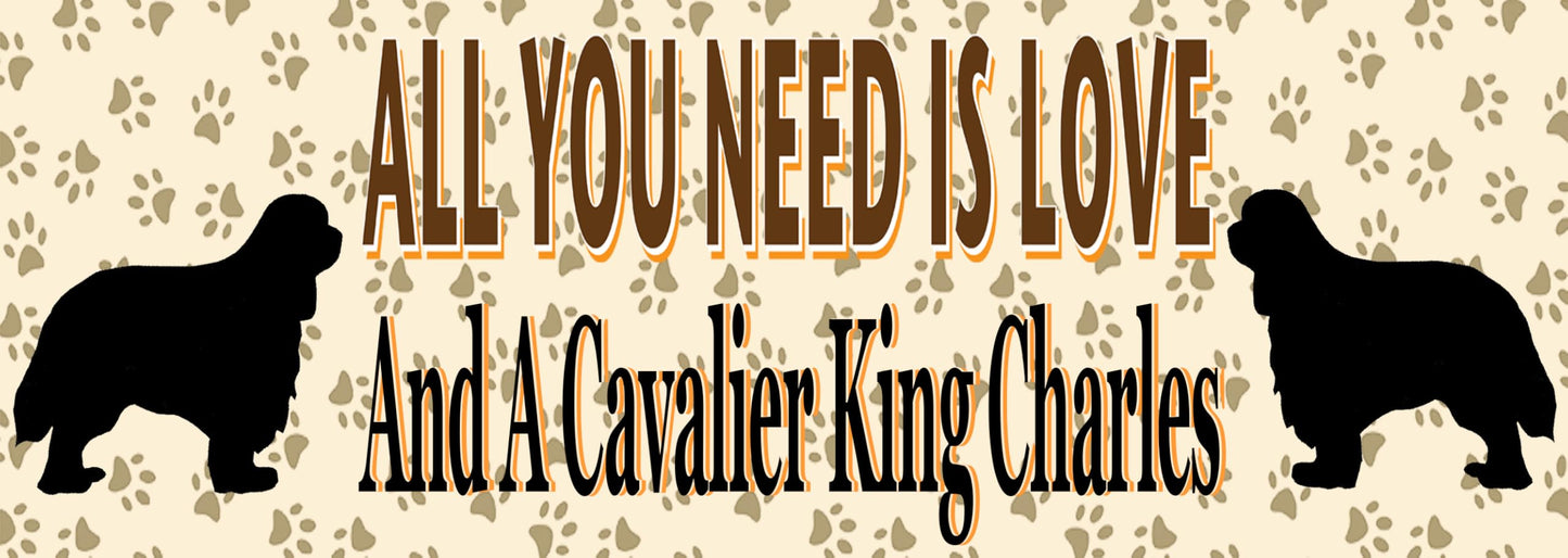 Cavalier King Charles Water Bottle - All You Need Is Love - Silver Aluminium - Two Lids - Unisex Gift