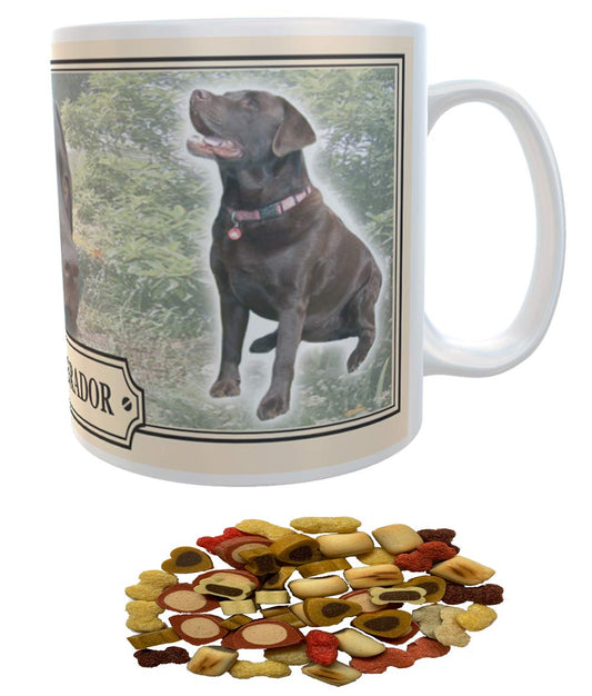 Chocolate Labrador Retriever Dog Breed Mug Gift with Dog Treats