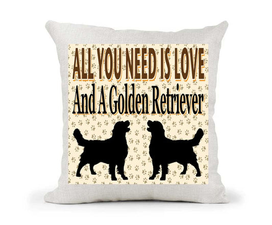All You Need Is Love And A Golden Retriever Country Canvas Cushion Cover Gift