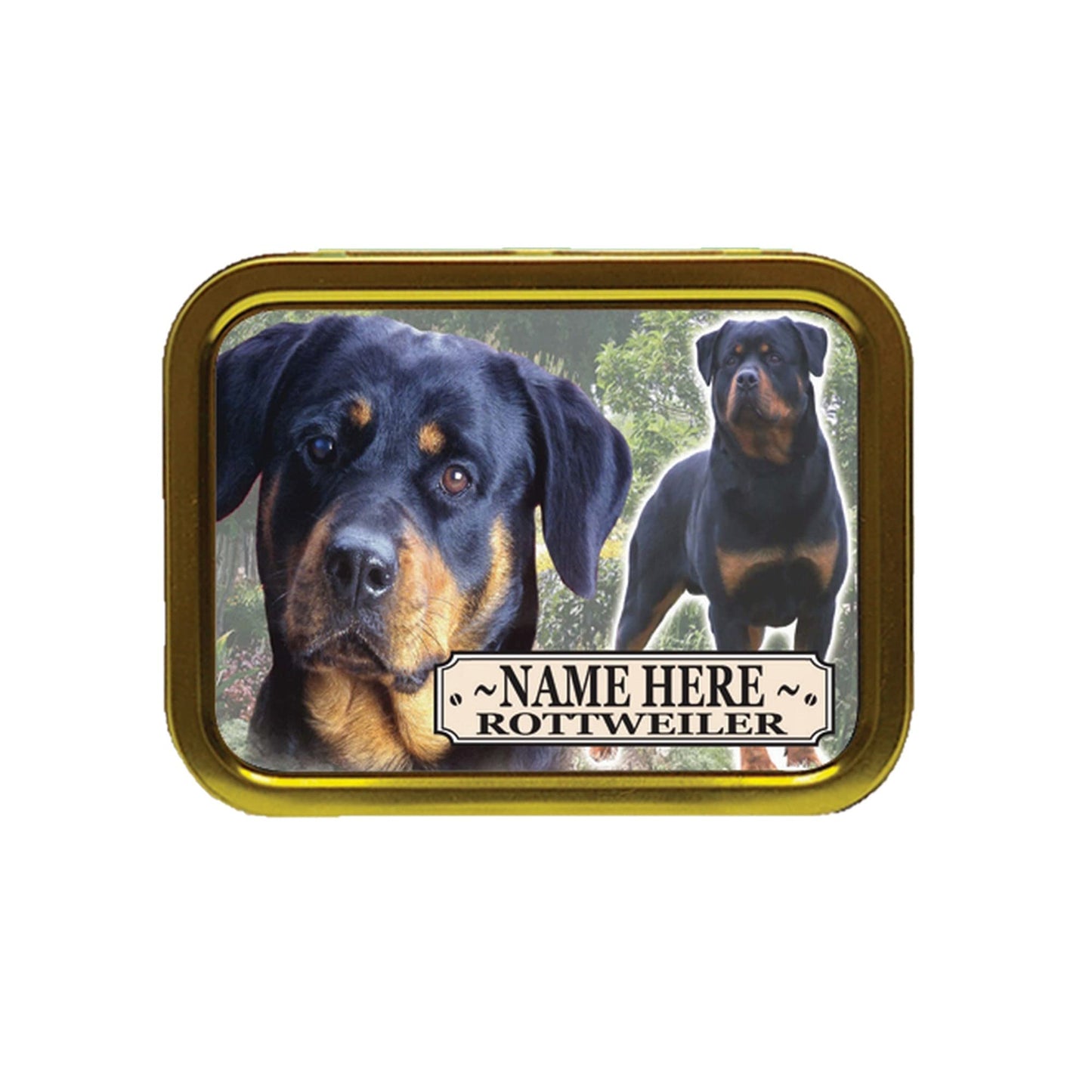 Rottweiler Dog Breed Personalised Tobacco Tin & Products Gift Set