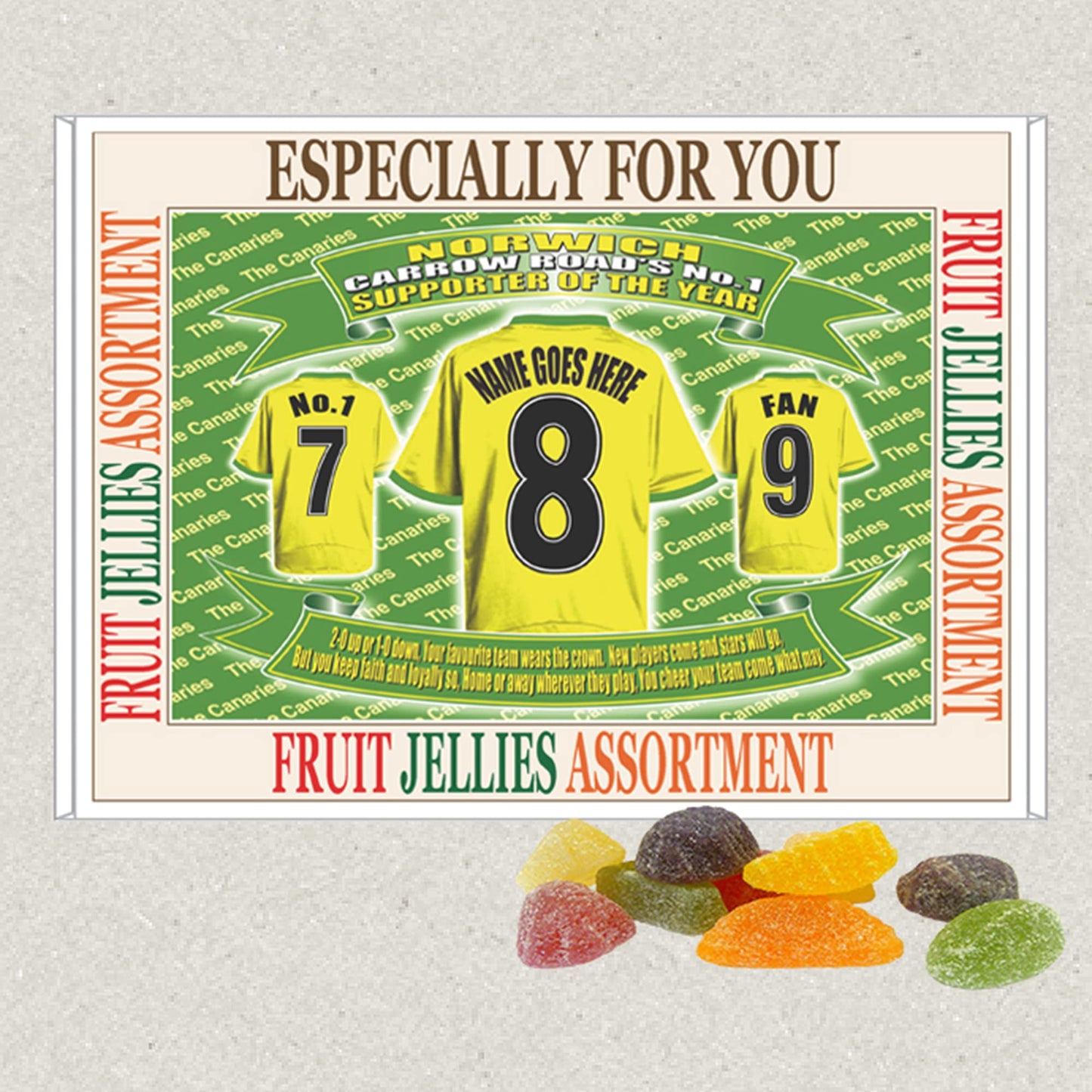 Norwich Football Shirt Personalised Gift Boxed Sweets Choice of Sweets