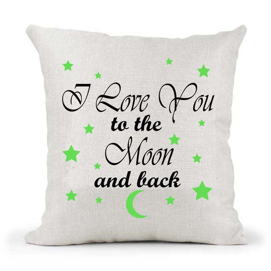 Lime Green I Love You To The Moon And Back poem Mother's Father's Day Birthday Present Country Canvas Style Cushion Cover Gift