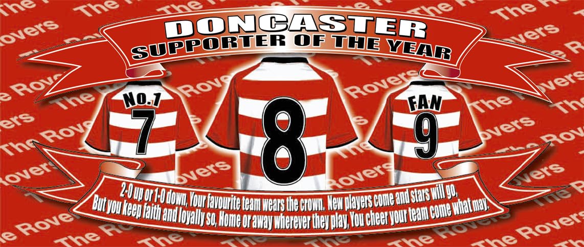 Doncaster Water Bottle - Football Shirt - Silver Aluminium Two Lids - Unisex Gift
