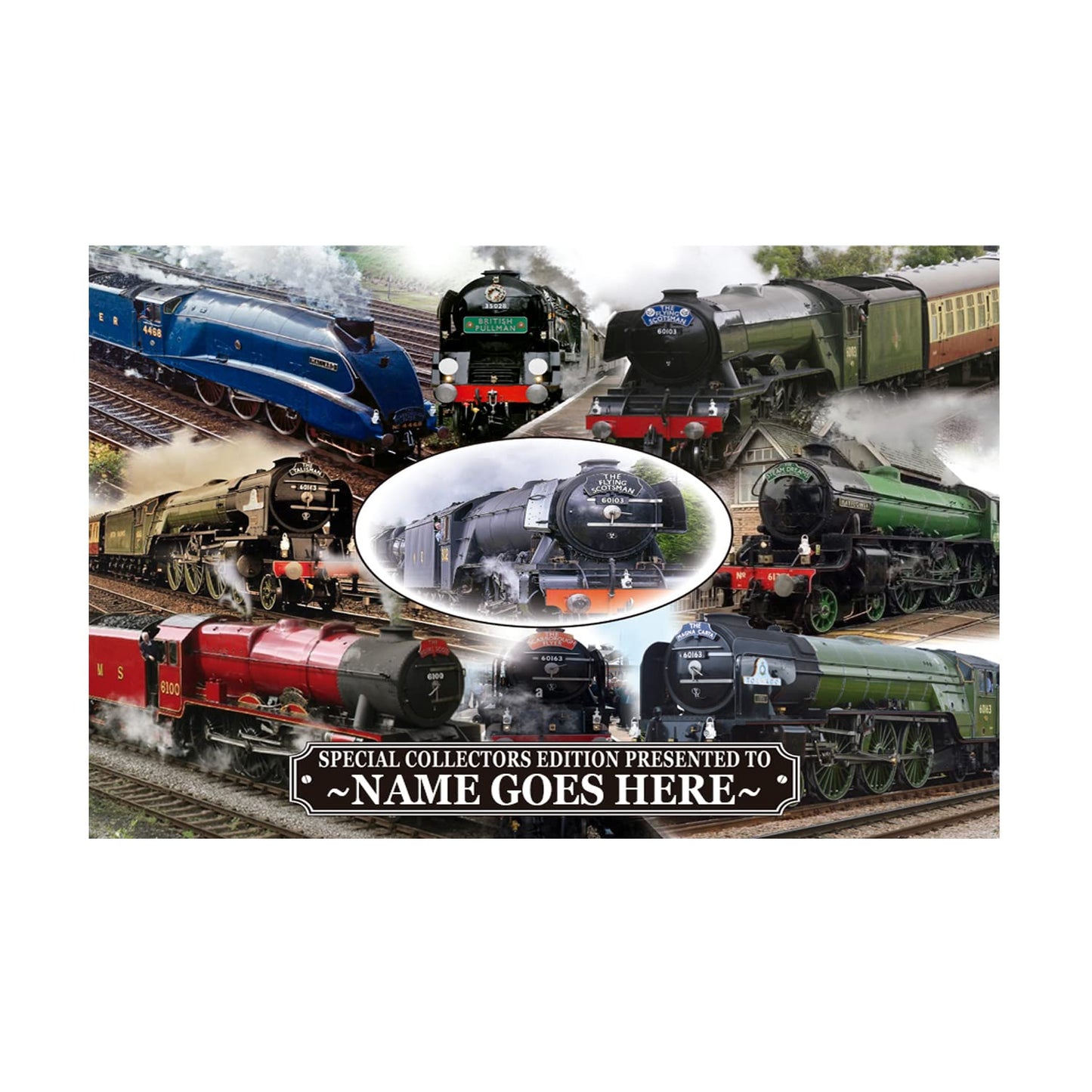 Classic Steam Locomotive Train Personalised Toughened Glass Heat Resistant Worktop Saver Cutting and Chopping Board Gift