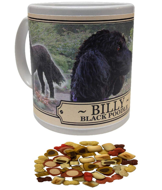 Black Poodle Personalised Dog Breed Gift Mug with Treats