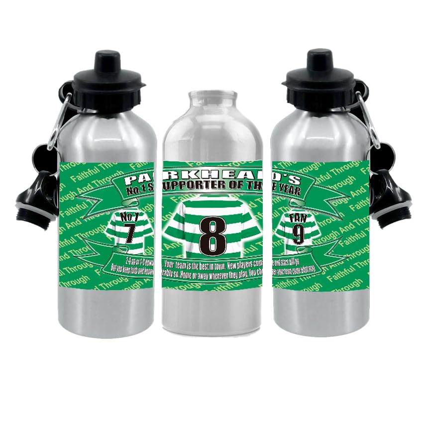 Celtic Football Shirt Silver Aluminium Two Lid Unisex Water Bottle Gift