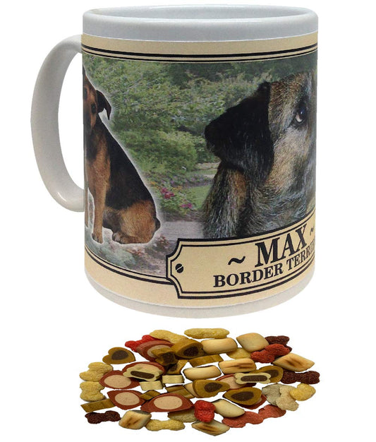 Border Terrier Personalised Dog Breed Gift Mug with Treats