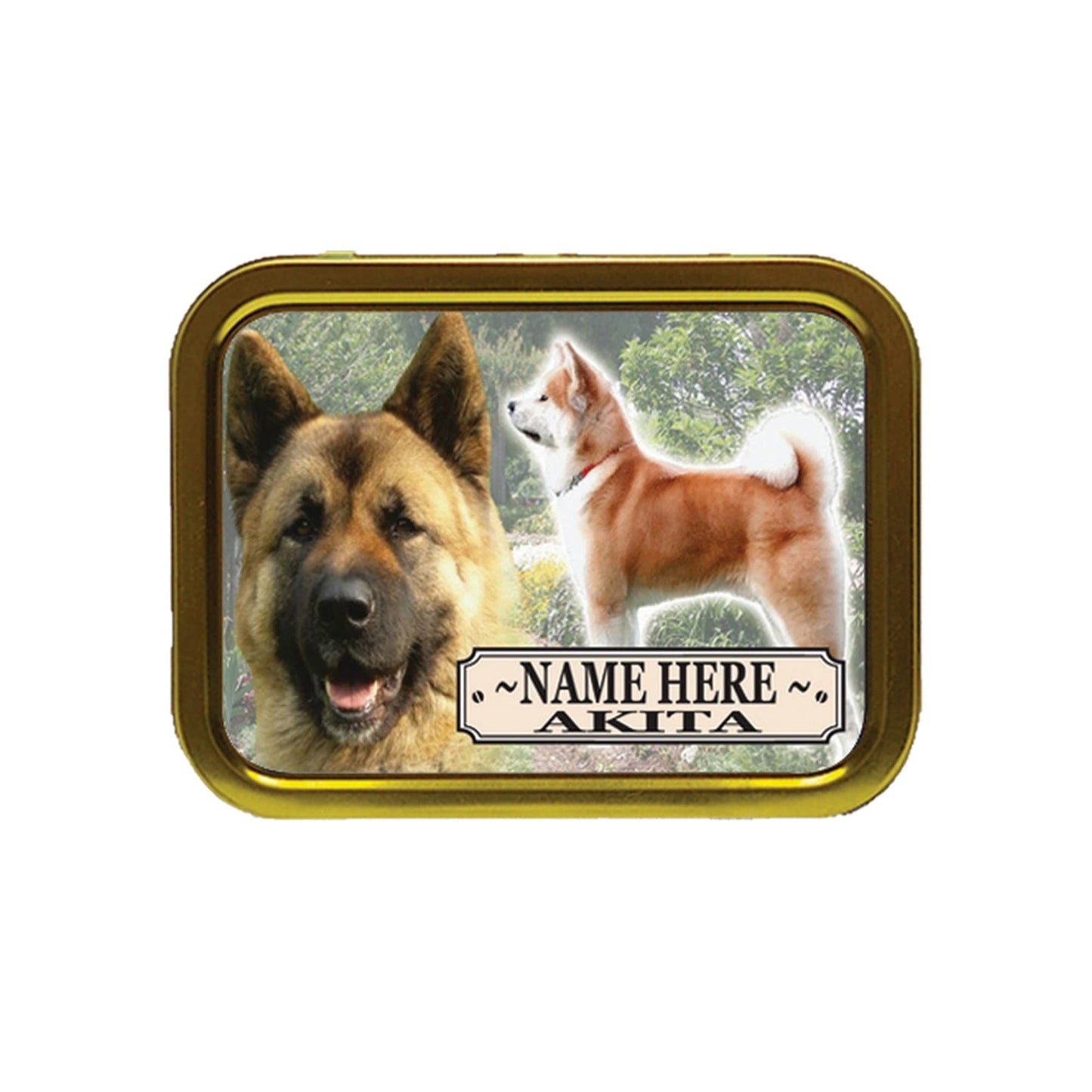 Japanese Akita Dog Breed Personalised Tobacco Tin & Products Gift Set