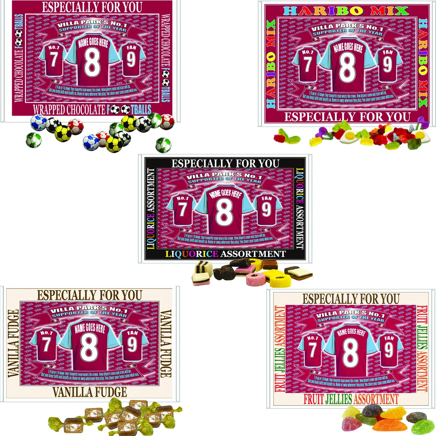 The Villa Personalised Football Shirt Gift Boxed Team-Aston Sweets