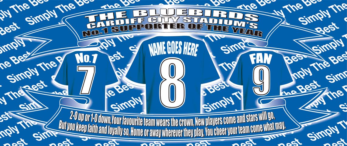 Blue Birds Car(diff) Personalised Football Shirt Silver Aluminium Two Lid Unisex Water Bottle Gift