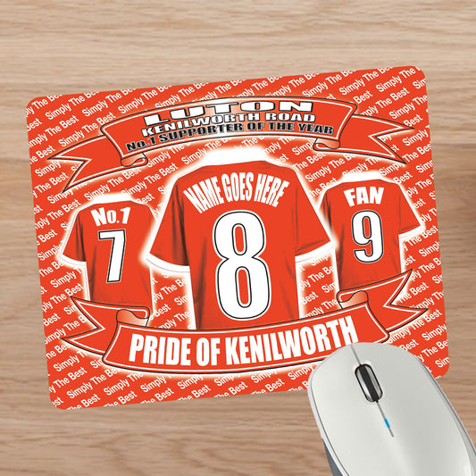 Luton Football Shirt Personalised Mouse Mat Gift