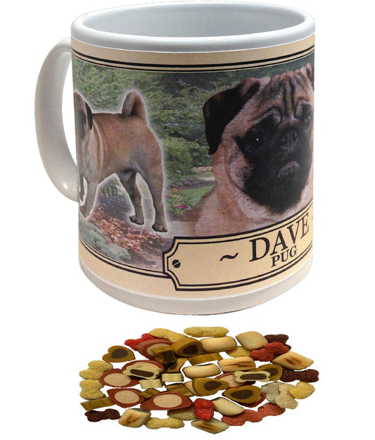Pug Personalised Dog Breed Gift Mug with Treats
