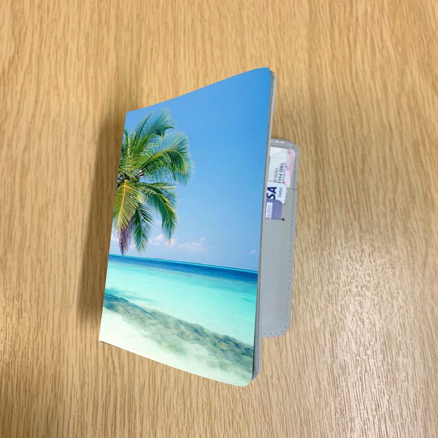 Lazy Days Palm Tree Paradise Island Scene Travel Passport Holder Case Gift Present