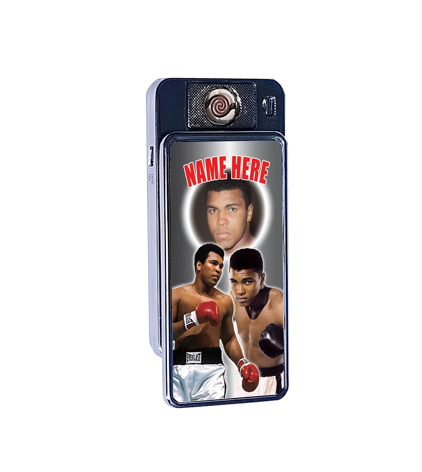 Ali Personalised Icon Rechargeable Gift Boxed Silver Metal USB Lighter Boxing Champion