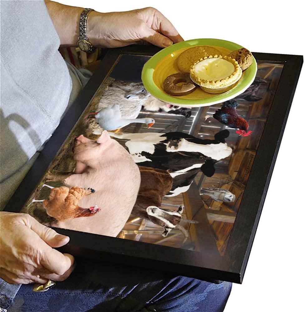 Farm Animals Barn Gathering Lap Tray Present Gift