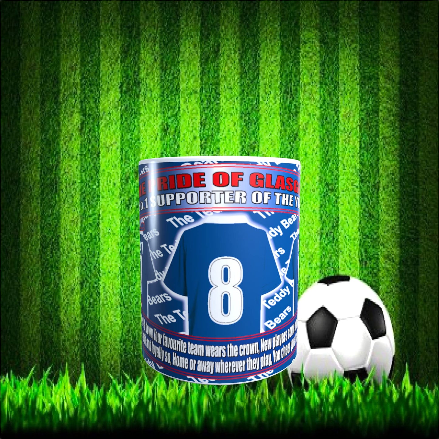 Glasgow The Teddy Bears Football Team Shirt Mug Gift with Chocolate Footballs