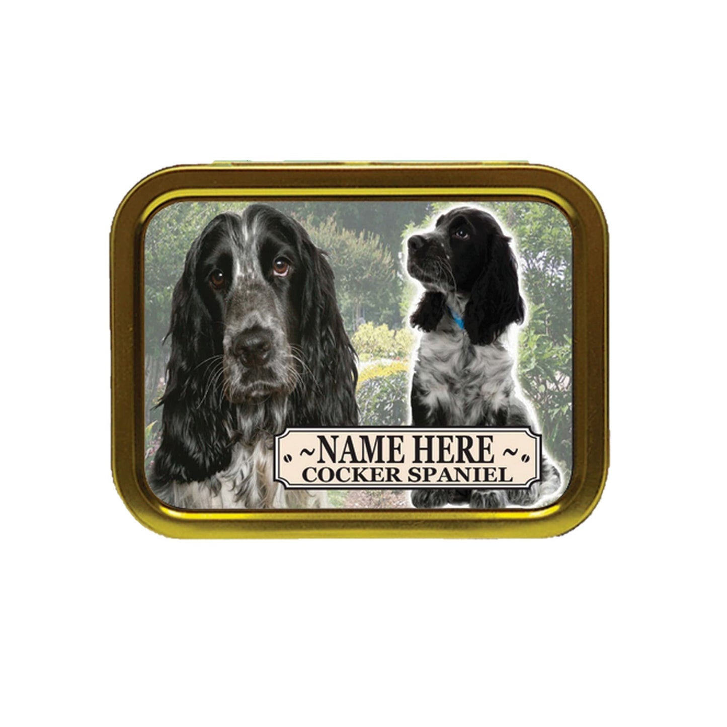 Cocker Spaniel Dog Breed Personalised Tobacco Tin & Products Gift Set