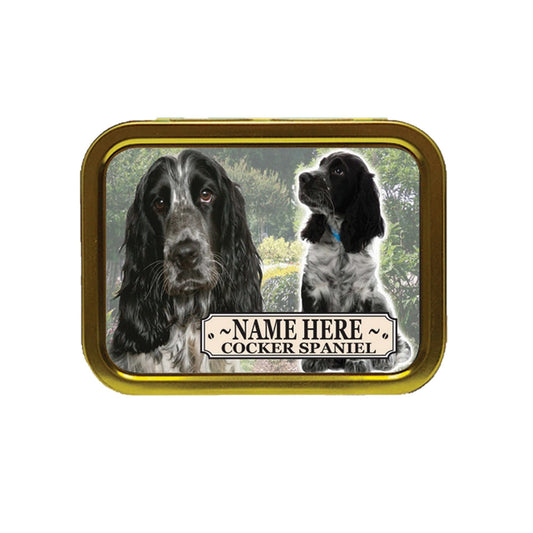Cocker Spaniel Dog Breed Personalised Tobacco Tin & Products Gift Set