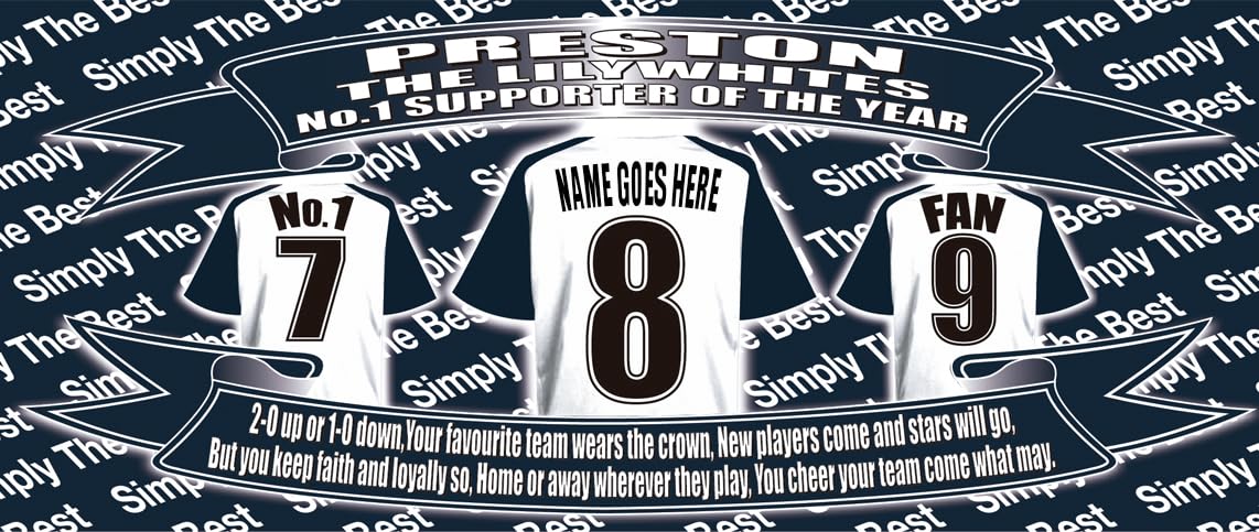 Pres(ton) Personalised Football Shirt Silver Aluminium Two Lid Unisex Water Bottle Gift