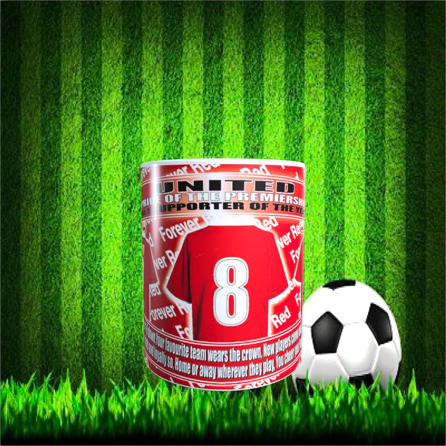 Manchester Reds Football Shirt Mug Gift with Chocolate Footballs