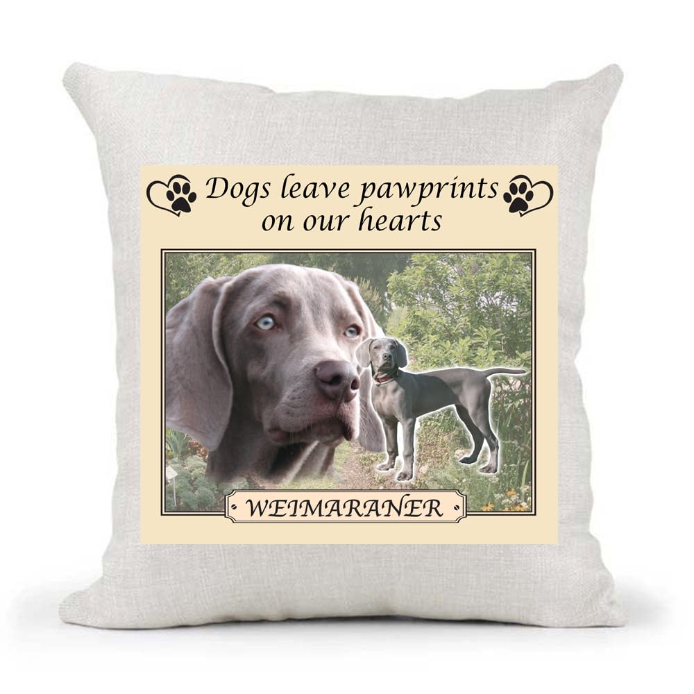 Weimaraner Staffy Dogs Leave Pawprints on our Hearts Country Canvas Style Cushion Cover Gift