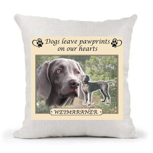 Weimaraner Staffy Dogs Leave Pawprints on our Hearts Country Canvas Style Cushion Cover Gift