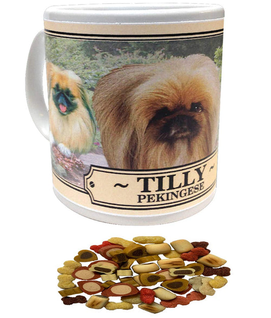 Pekingese Personalised Dog Breed Gift Mug with Treats