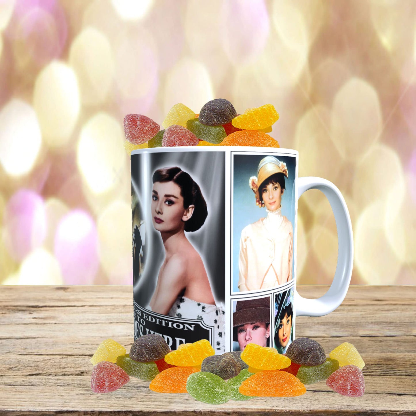 Hepburn Personalised Movie Icon Mug with Choice of Sweets Gift