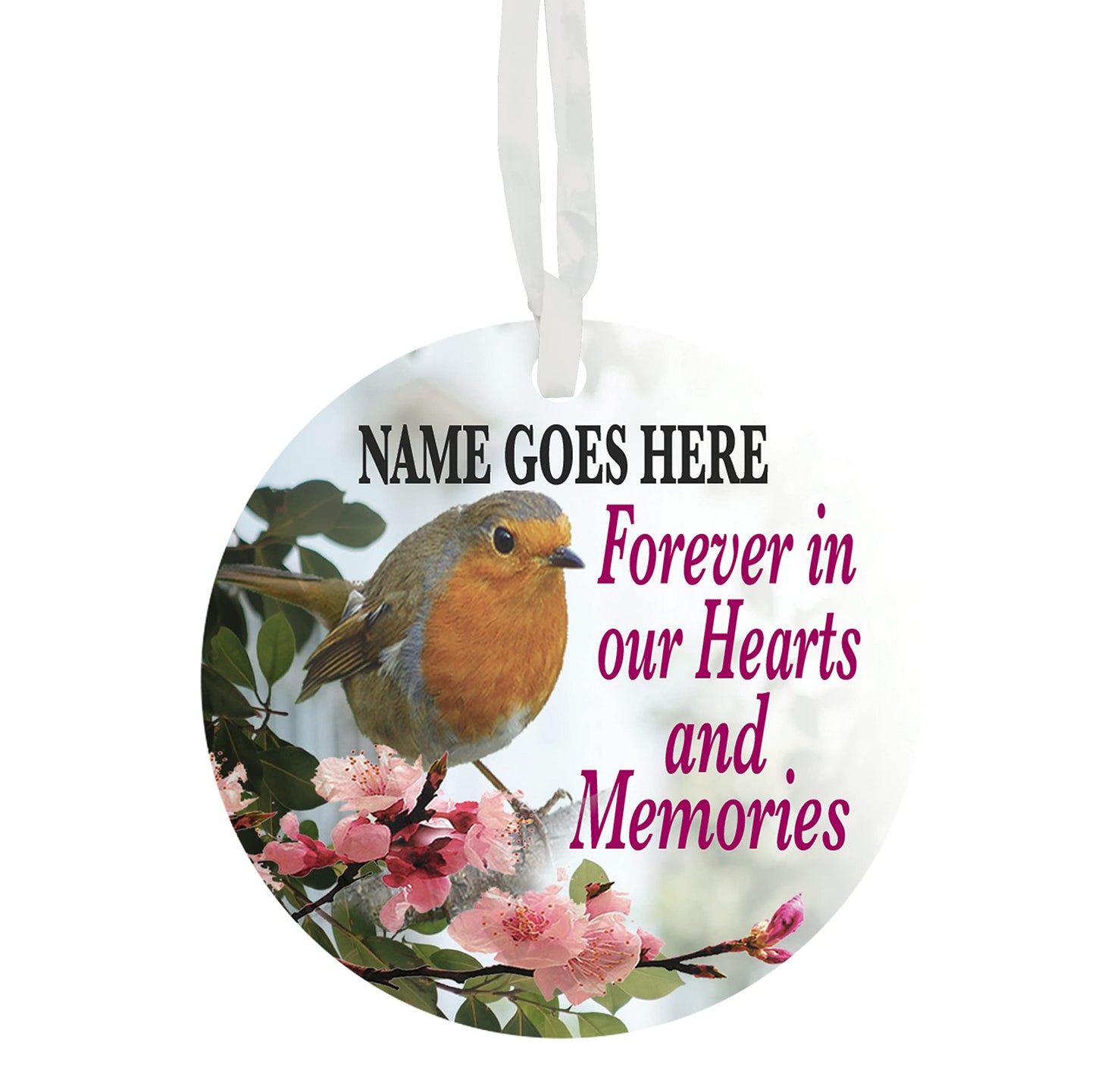 Robin Forever In Our Hearts & Memories Personalised Remembrance Memorial Ceramic Hanging Decoration