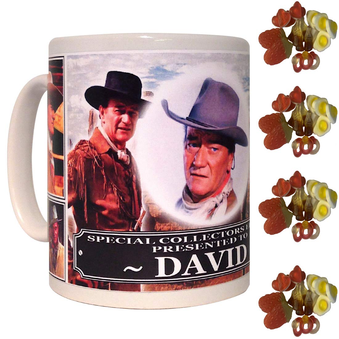 John Wayne Personalised Icon Gift Mug with Sweets