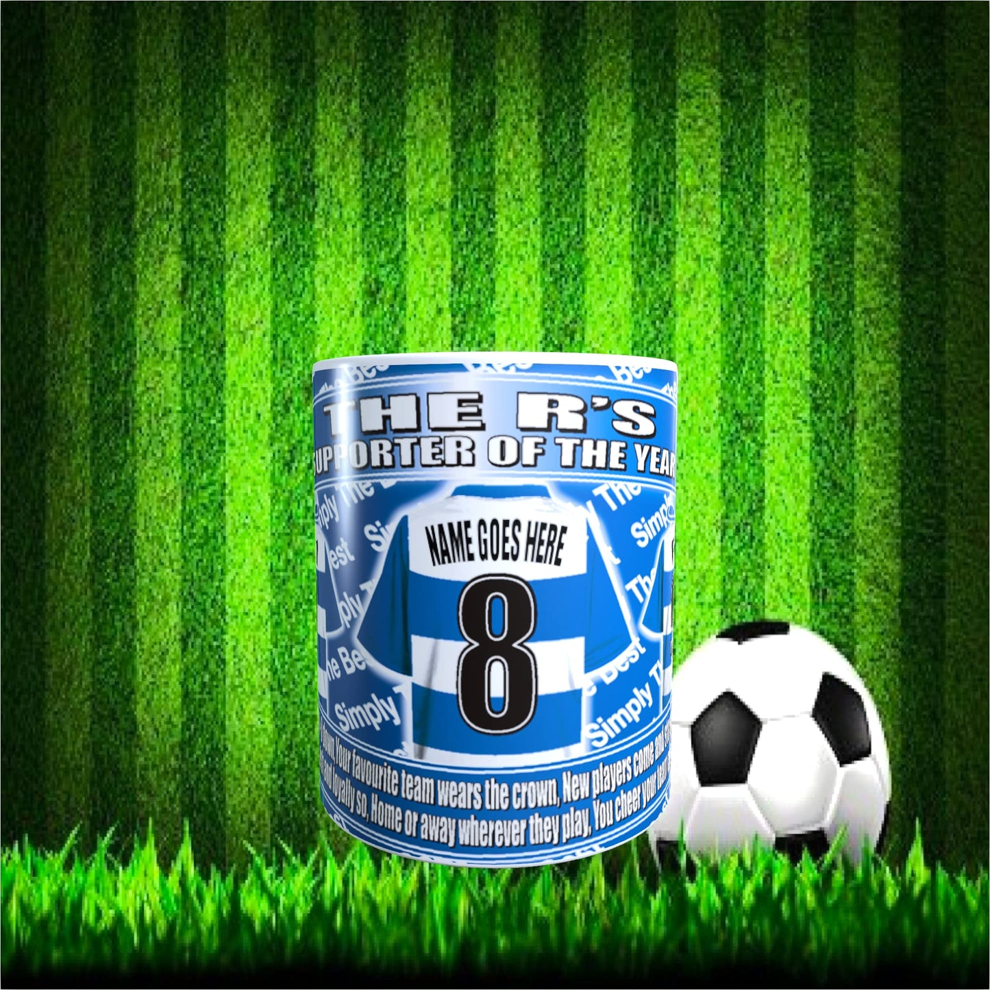 Queens PR Football Team Shirt Personalised Mug Gift with Chocolate Footballs